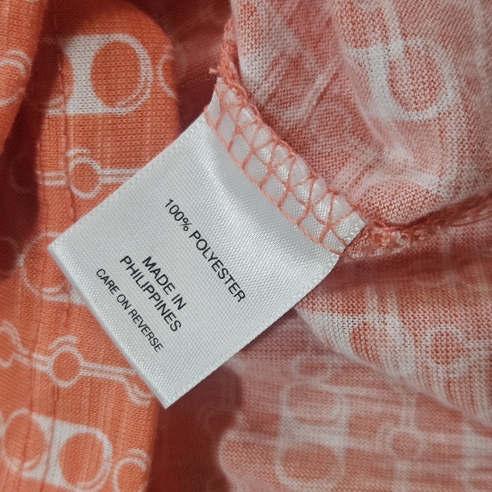 New York And Company‎ Top Womens XS Coral White Chainlink Pattern Ruched Side - Picture 5 of 5